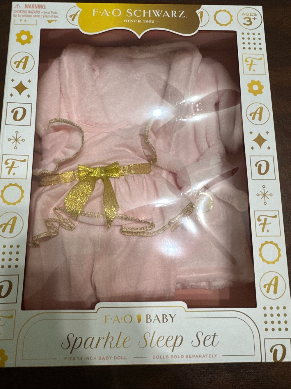 FAO Schwarz Pink and Gold Sparkle Doll Sleep Set